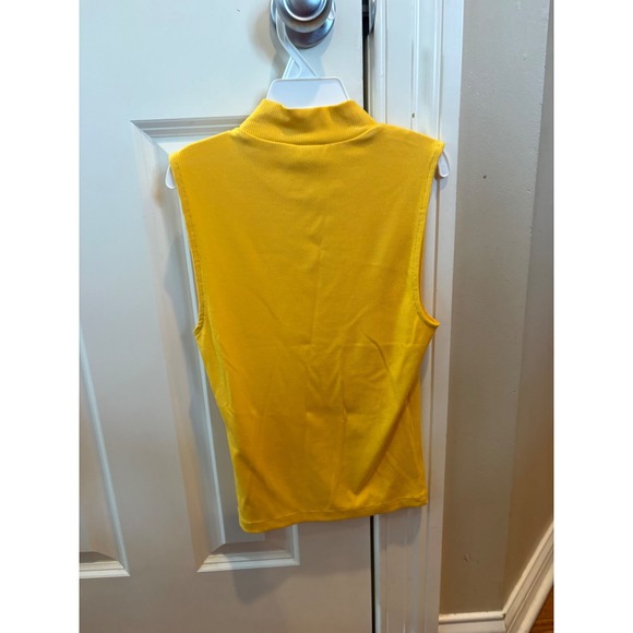 Express Mustard Yellow Ribbed Mock Neck Sleeveless Fitted Top S NEW - Picture 2 of 5